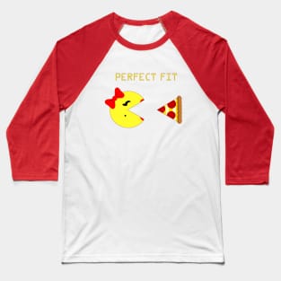 Ms Pacman & Pizza Baseball T-Shirt